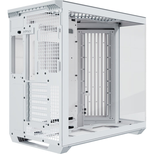 Apnx v1-w-wt-v1 midi tower behuizing (wit houtkleur | 2x usb-a | 1x usb-c | window)