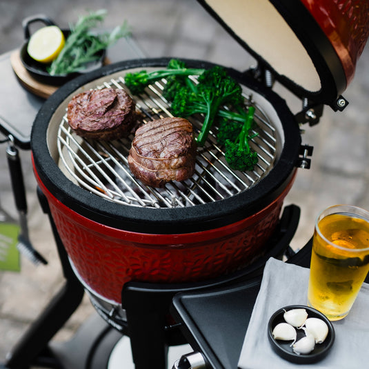 Kamado joe joe jr®-kar met zijtafels barbecuewagen (zwart)