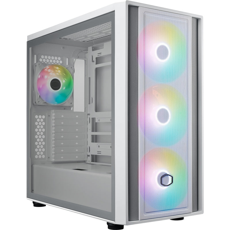 Afbeelding laden in galerijviewer, Cooler master masterbox 600 midi tower behuizing (wit | 2x usb-a | 1x usb-c | rgb | tempered glass)
