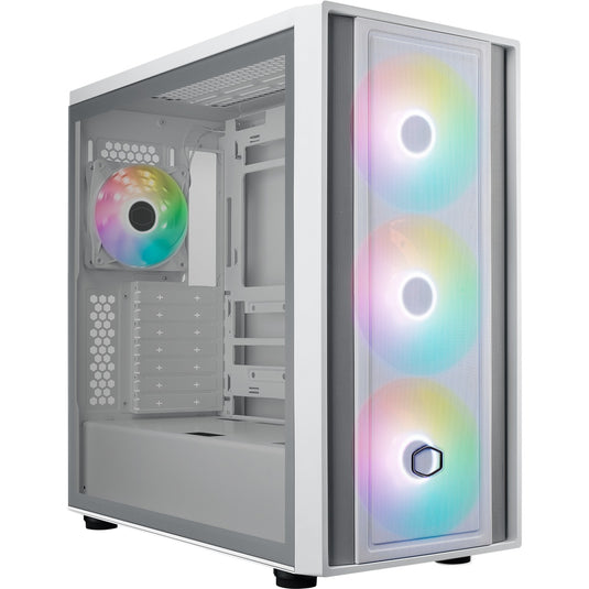 Cooler master masterbox 600 midi tower behuizing (wit | 2x usb-a | 1x usb-c | rgb | tempered glass)