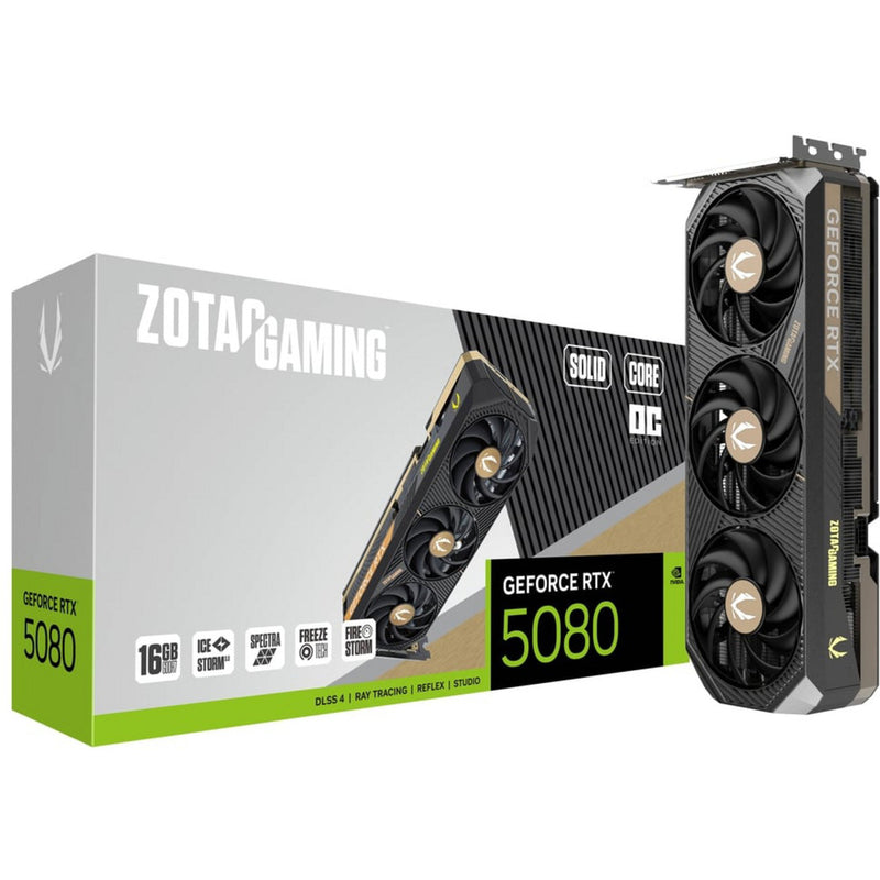 Afbeelding laden in galerijviewer, Zotac geforce rtx 5080 solid core oc grafische kaart (dlss 4, 3x displayport, 1x hdmi 2.1)
