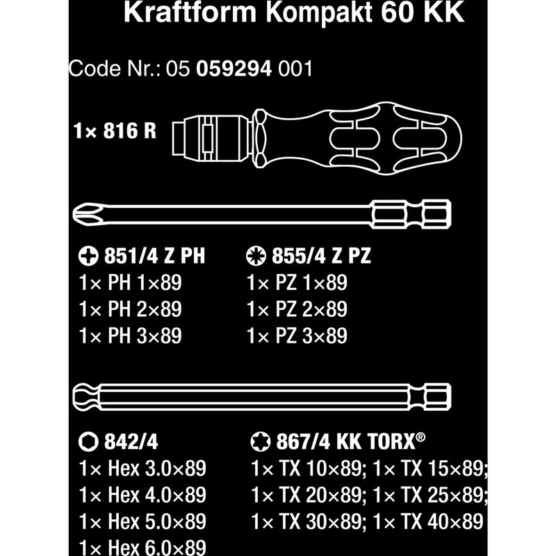 Afbeelding laden in galerijviewer, Wera kraftform kompakt 60 kk, 17-delig dopsleutel (zwart groen, bits met kogelkop)
