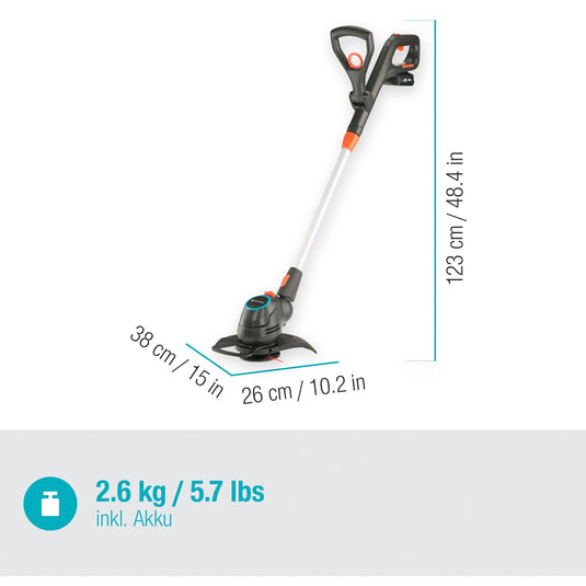 Gardena comfortcut 23 18v p4a set grastrimmer (grijs oranje, 14701-20, accu inbegrepen)