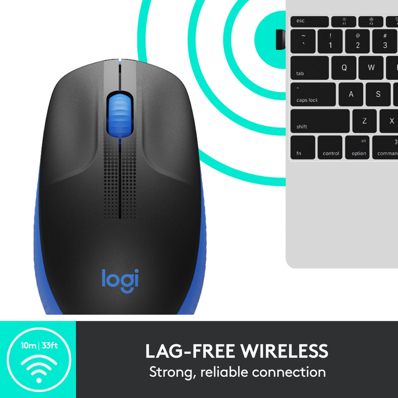 Afbeelding laden in galerijviewer, Logitech m190 full-size wireless mouse (blauw, 1000 dpi)
