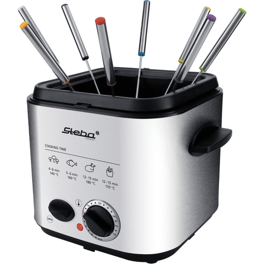 Steba df95f - minifriteuse fondue frituurpan (roestvrij staal zwart, 1,25 liter)