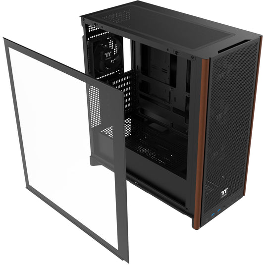 Thermaltake s370 ws midi tower behuizing (zwart | 2x usb-a | 1x usb-c | tempered glass)