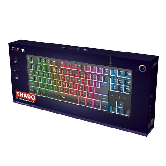 Trust gxt 833 thado toetsenbord met tkl-verlichting (zwart, us lay-out (qwerty), 80% (tkl), rgb)