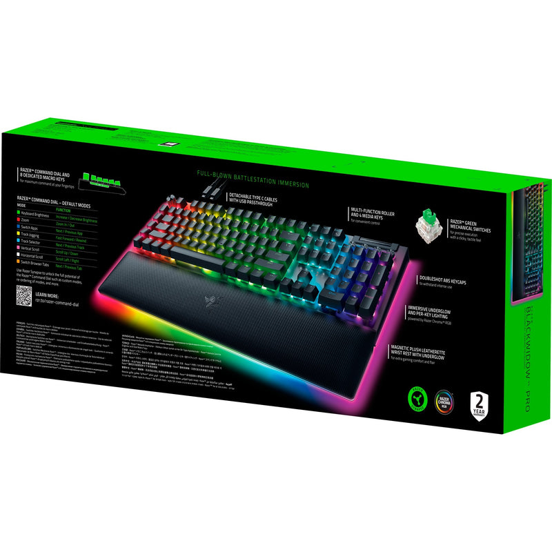 Afbeelding laden in galerijviewer, Razer blackwidow v4 pro, gaming toetsenbord (zwart, us lay-out, green, rgb leds, doubleshot abs)
