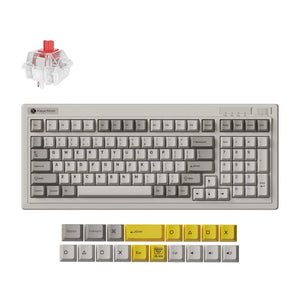 Keychron r5-m1 qmk wireless mechanical keyboard (grijs, us lay-out (qwerty), super red, 96%, rgb, cherry pbt, hot swap, 2.4 ghz bluetooth 5.3 usb-c)