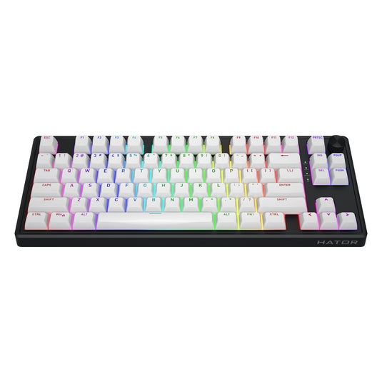 Hator skyfall wireless rgb mechanisch gaming toetsenbord (zwart, us lay-out (qwerty), hator aurum lemon, 80% (tkl), rgb, double shot abs, hot-swap, 2.4ghz | bluetooth | usb-c)