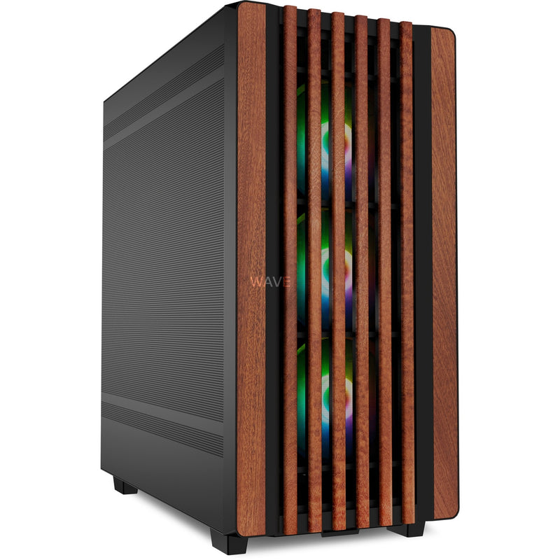 Afbeelding laden in galerijviewer, Sharkoon rebel c70m rgb midi tower behuizing (zwart houtkleur | 2x usb-a | 1x usb-c | rgb)
