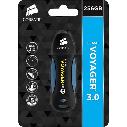 Corsair flash voyager usb 3.0 256 gb usb-stick (zwart blauw, cmfvy3a-256gb)