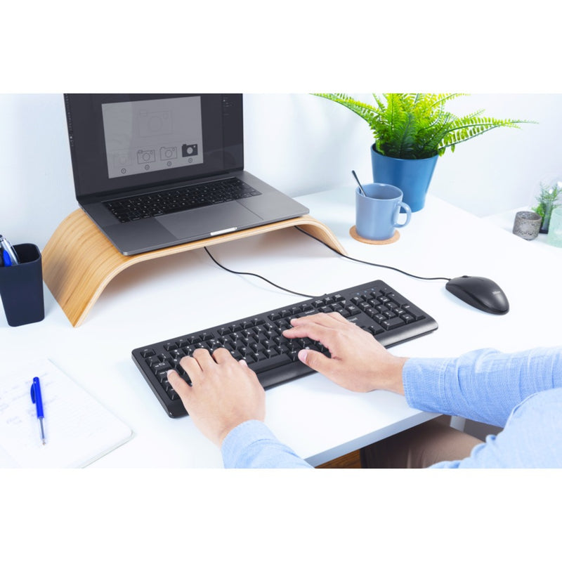Afbeelding laden in galerijviewer, Trust primo keyboard mouse set desktopset (zwart, us lay-out (qwerty), membraan, 100%)
