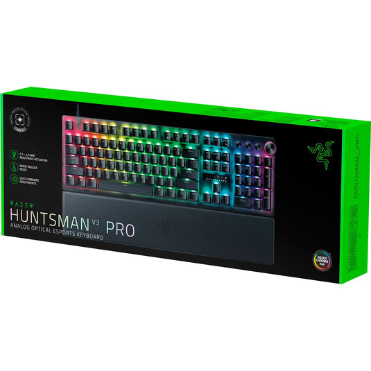 Razer huntsman v3 pro rgb mechanisch gaming toetsenbord (zwart, us lay-out (qwerty), analog optical gen 2, 100%, double-shot pbt)