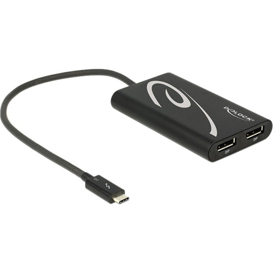 Delock thunderbolt 3 > 2x displayport adapter (zwart, 0,27 meter)