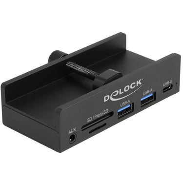 Delock externe 3-poort usb-hub met borgschroef (zwart)