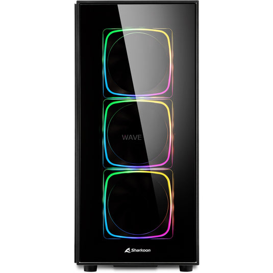 Sharkoon tg6 rgb midi tower behuizing (zwart | 4x usb-a | rgb | tempered glass)