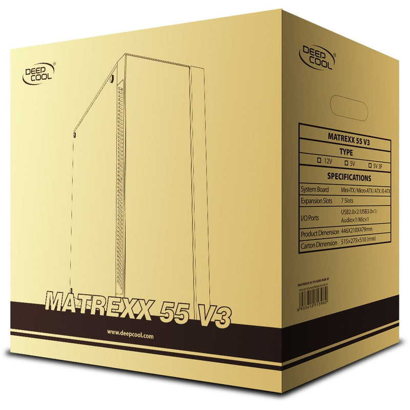 Afbeelding laden in galerijviewer, Deepcool matrexx 55 v3 add-rgb 3f midi tower behuizing (zwart | 3x usb-a | rgb | window)
