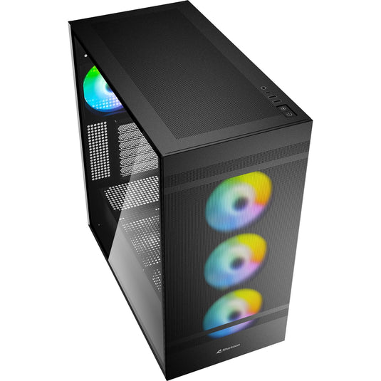 Sharkoon rebel c50 black rgb midi tower behuizing (zwart | 2x usb-a | 1x usb-c | rgb | tempered glass)