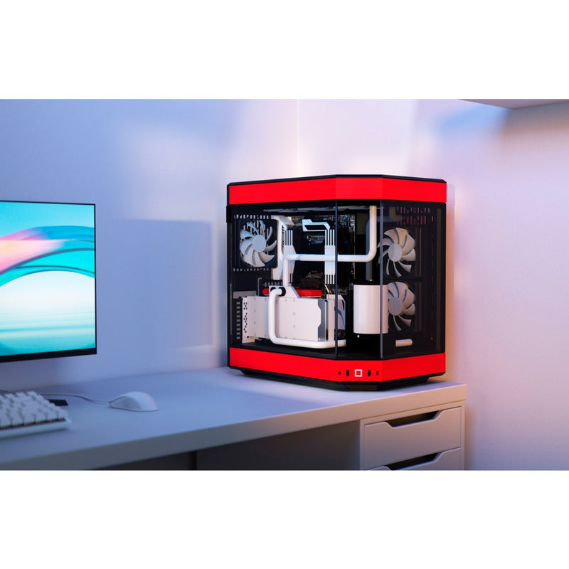 Afbeelding laden in galerijviewer, Hyte y60 midi tower behuizing (rood zwart | 3x usb-a | tempered glass)
