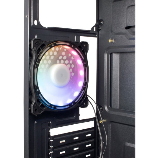 Inter-tech b-02 rgb midi tower behuizing (zwart | 3x usb-a | rgb | window)