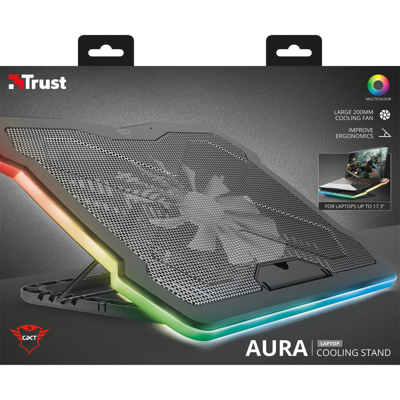 Afbeelding laden in galerijviewer, Trust gxt 1126 aura laptopkoeler (zwart, rgb)
