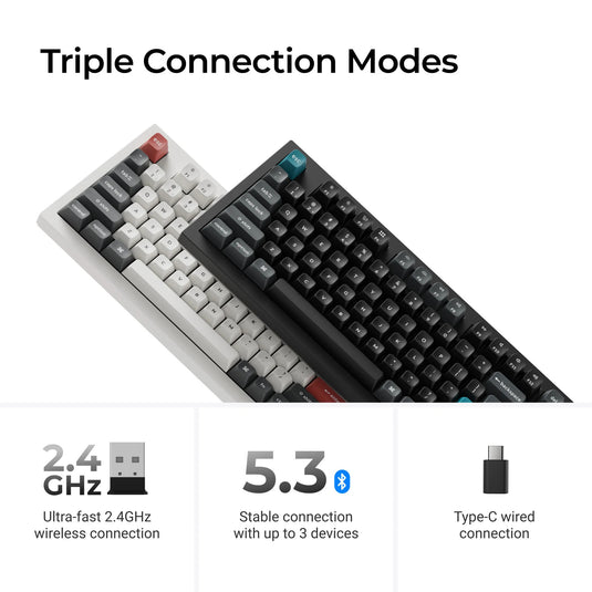 Keychron q5 ultra-m3 8k wireless custom mechanical keyboard (wit, us lay-out (qwerty), silk pom banana, 96%, rgb, hot swap, 8k, 2.4 ghz | bluetooth 5.2 | usb-c)