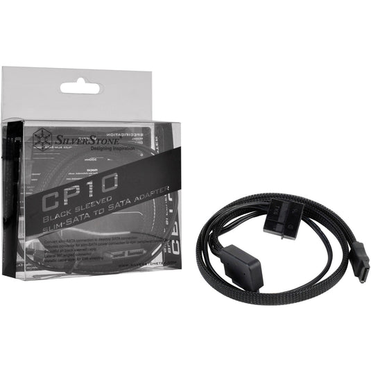 Silverstone slim sata 2-in-1 datakabel + stroomadapter (zwart, cp10)