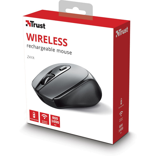 Trust zaya draadloze oplaadbare muis (zwart, 800 - 1600 dpi)