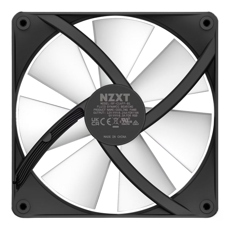 Afbeelding laden in galerijviewer, Nzxt f140 rgb core case fan (zwart, 140 x 140 x 26 mm, pwm, zonder controller)
