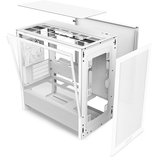 Nzxt h3 flow midi tower behuizing (wit (mat) | 1x usb-a | 1x usb-c | tempered glass)