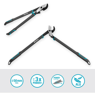 Gardena aambeeldtakkenschaar energycut pro l, met aambeeldsnede (grijs turquoise, 75cm, voor droog hout)