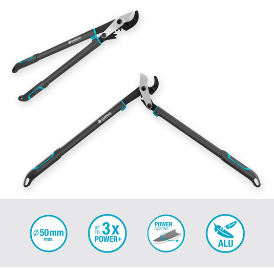 Gardena aambeeldtakkenschaar energycut pro l, met aambeeldsnede (grijs turquoise, 75cm, voor droog hout)