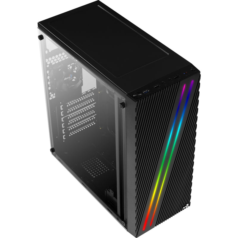 Afbeelding laden in galerijviewer, Aerocool streak midi tower behuizing (zwart | 3x usb-a | rgb | window)
