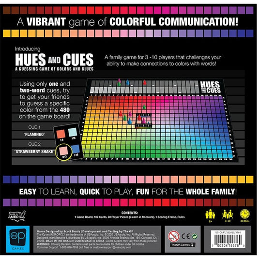 Usaopoly - hues and cues bordspel - familiespel - party spel - vanaf 8 jaar - voor 3 tot 10 spelers - engelstalige spelregels