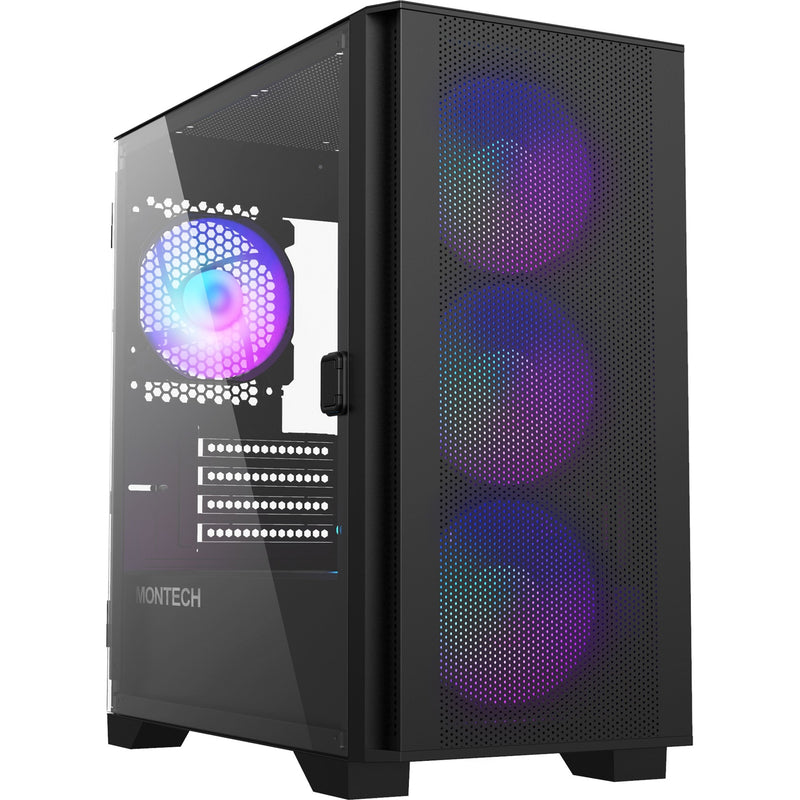 Afbeelding laden in galerijviewer, Montech air 100 argb mini tower behuizing (zwart | 3x usb-a | tempered glass)
