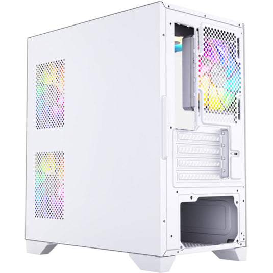 Xyz pc gear titanium view lite midi tower behuizing (wit | 2x usb-a | tempered glass)