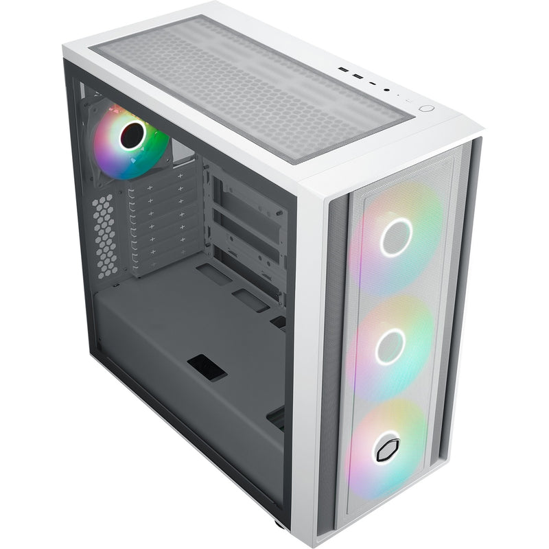 Afbeelding laden in galerijviewer, Cooler master masterbox 600 midi tower behuizing (wit | 2x usb-a | 1x usb-c | rgb | tempered glass)
