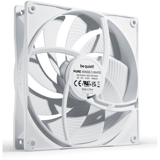Be quiet! pure wings 3 pwm high-speed case fan (wit, 140 x 140 x 25 mm)