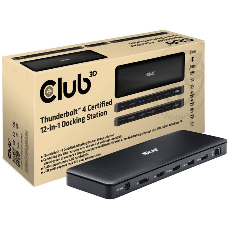 Afbeelding laden in galerijviewer, Club 3d thunderbolt 4 12-in-1 dock dockingstation (zwart)
