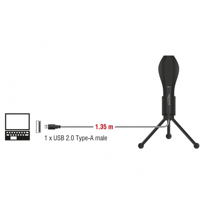 Afbeelding laden in galerijviewer, Delock usb condenser microfoon (zwart, met tafel standaard)
