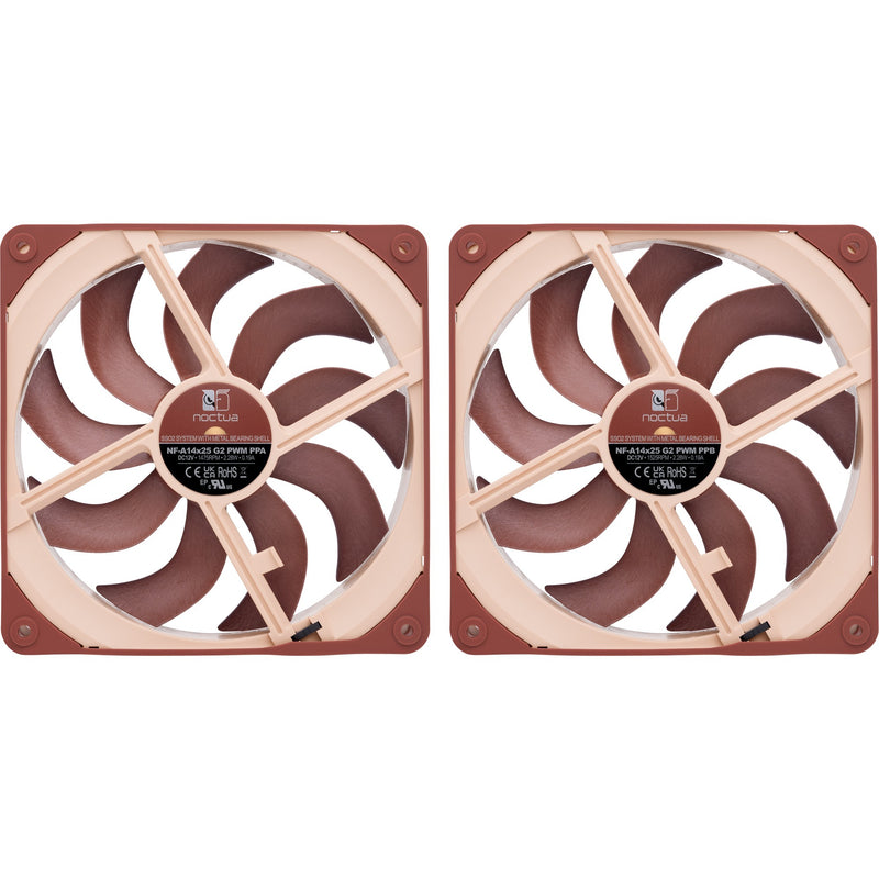 Afbeelding laden in galerijviewer, Noctua nf-a14x25 g2 pwm sx2-pp case fans (bruin, 2 stuks, 140 x 140 x 25 mm)
