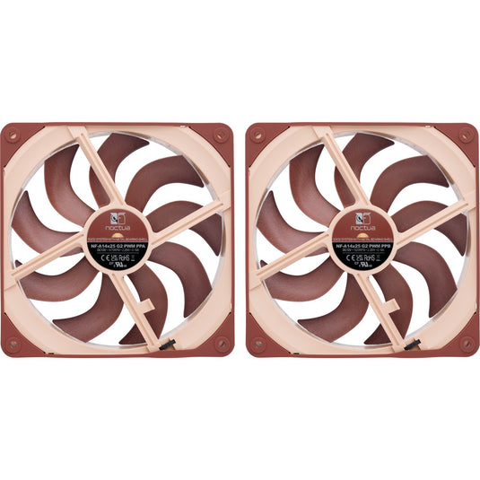 Noctua nf-a14x25 g2 pwm sx2-pp case fans (bruin, 2 stuks, 140 x 140 x 25 mm)