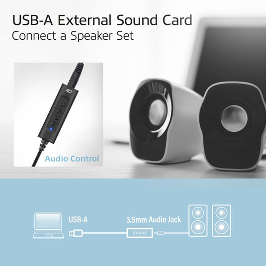 Act connectivity usb-a externe geluidskaart (zwart)