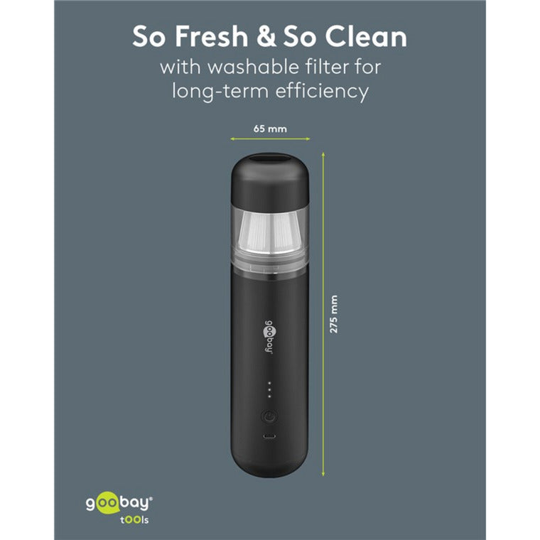 Afbeelding laden in galerijviewer, Goobay cordless mini vacuum cleaner superior handstofzuiger (zwart)
