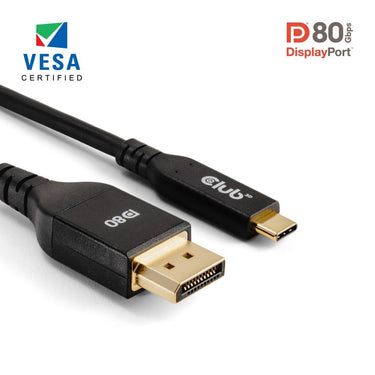 Club 3d usb-c naar displayport dp80 bidirectioneel adapter (zwart, 1 meter, vesa-gecertificeerd)