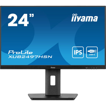 Iiyama prolite xub2497hsn-b2 23.8 monitor (zwart, hdmi, displayport, 3x usb-a, usb-c, rj-45)