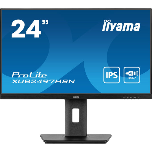 Iiyama prolite xub2497hsn-b2 23.8 monitor (zwart, hdmi, displayport, 3x usb-a, usb-c, rj-45)