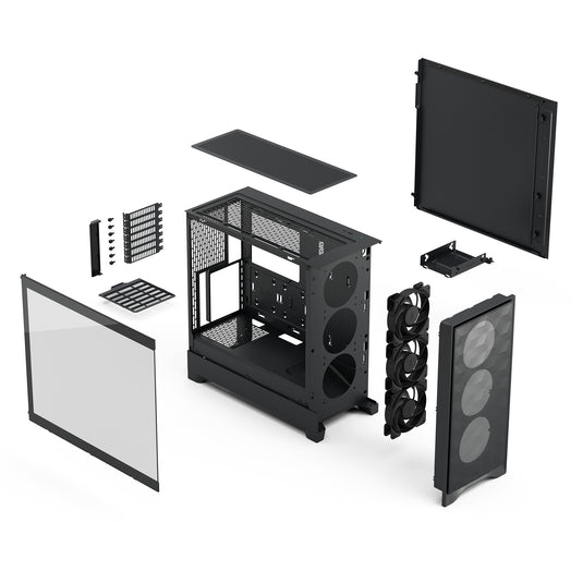 Fractal design pop 2 air midi tower behuizing (zwart | 1x usb-a | 1x usb-c | tempered glass)