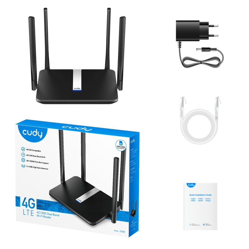 Afbeelding laden in galerijviewer, Cudy ac1200 wi-fi mesh 4g lte cat4 router (zwart, mesh, app, nano sim-slot)
